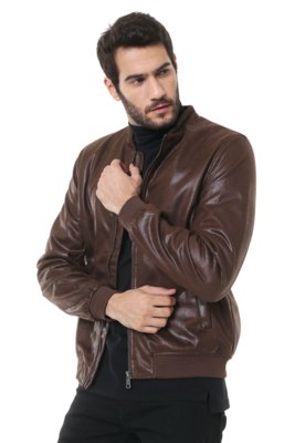 Jaqueta Bomber Forum Resinada Marrom Menor preço em Jaqueta Bomber Forum Resinada Marrom