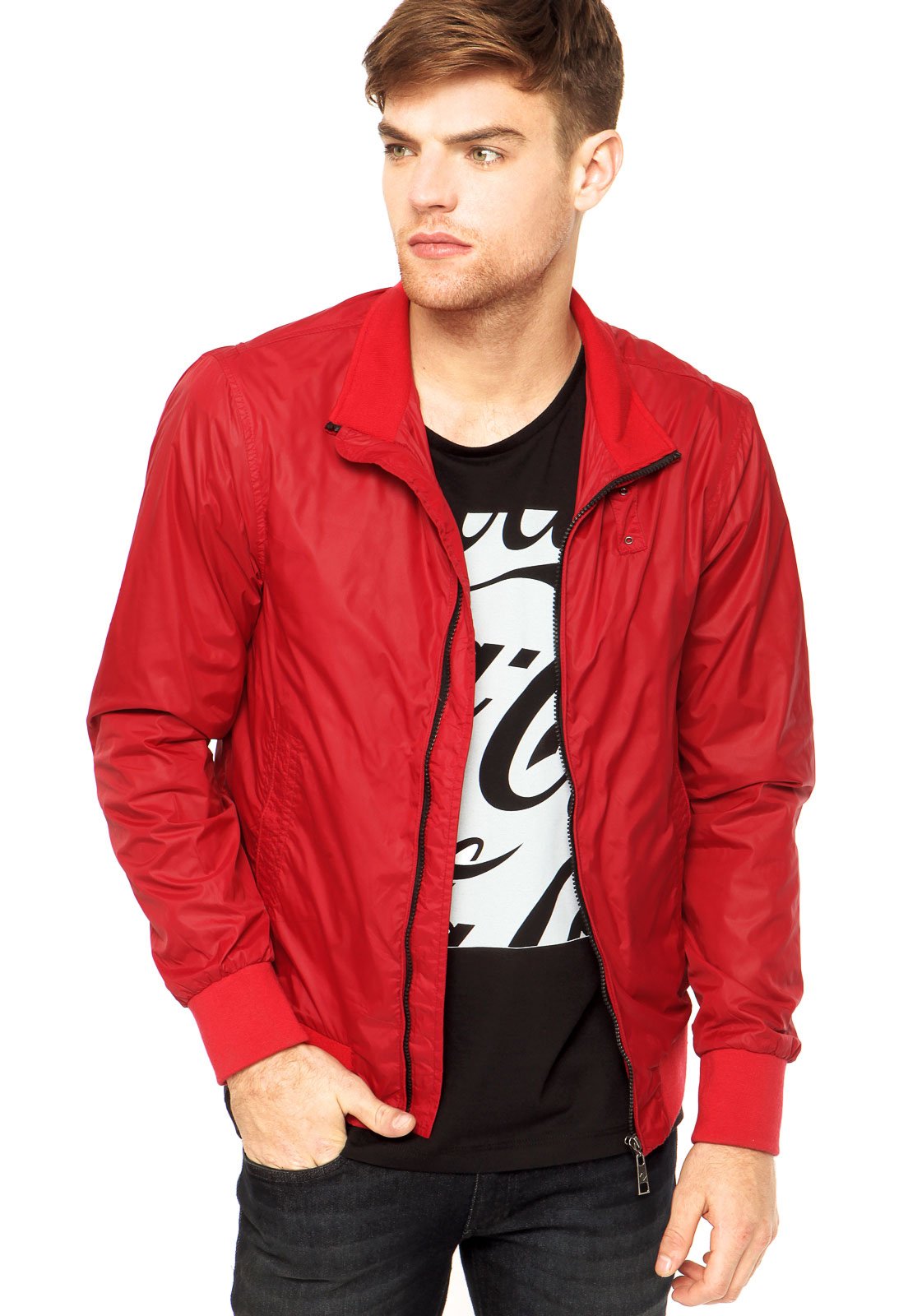jaqueta couro masculina vermelha