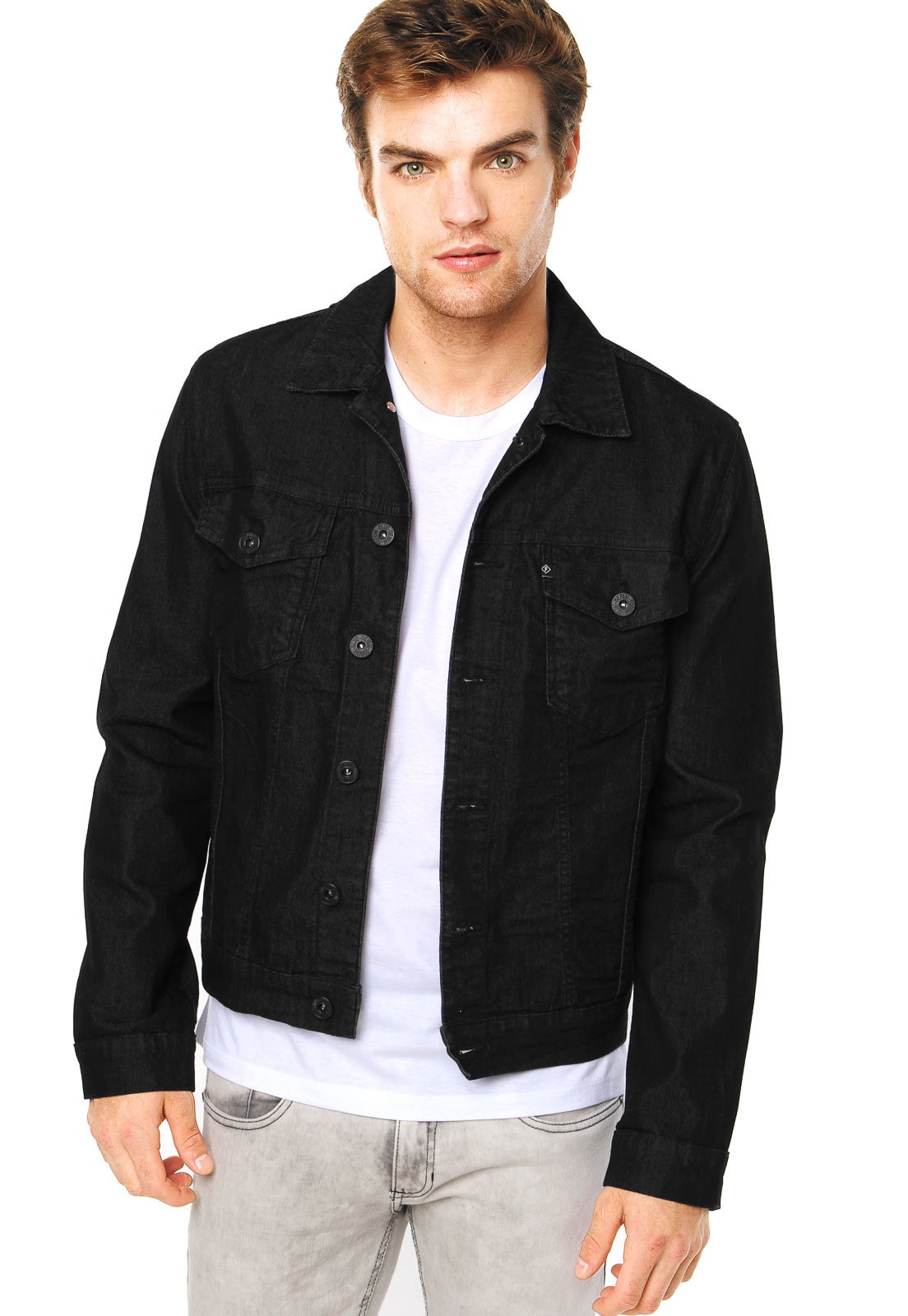 jaqueta masculina jeans preta