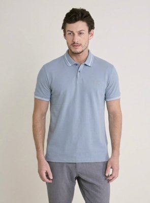 Polo Masculina Muscle Contrast Line Forum Azul Ciel