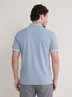 Polo Masculina Muscle Contrast Line Forum Azul Ciel