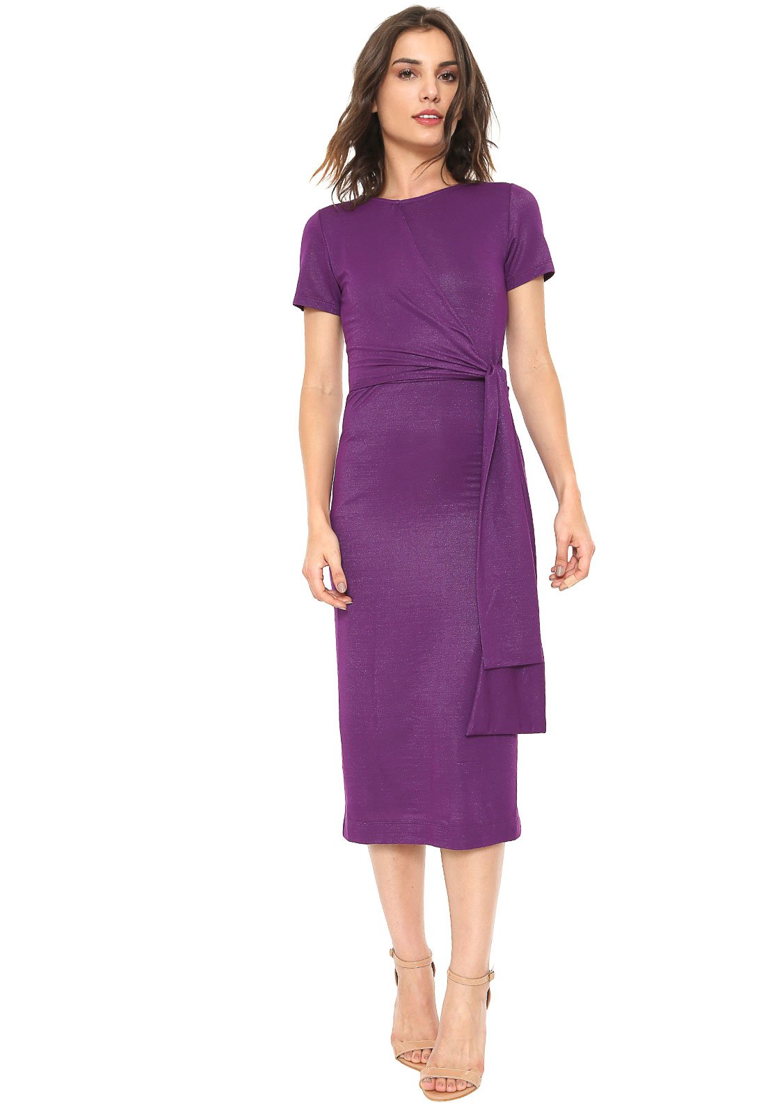 vestido roxo midi