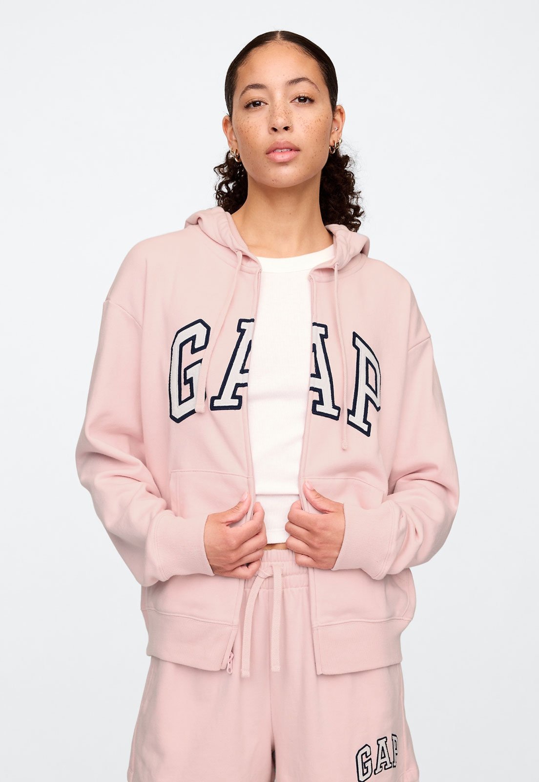 Blusa de Moletom Aberta GAP Reta Logo Rosa Compre Agora Dafiti
