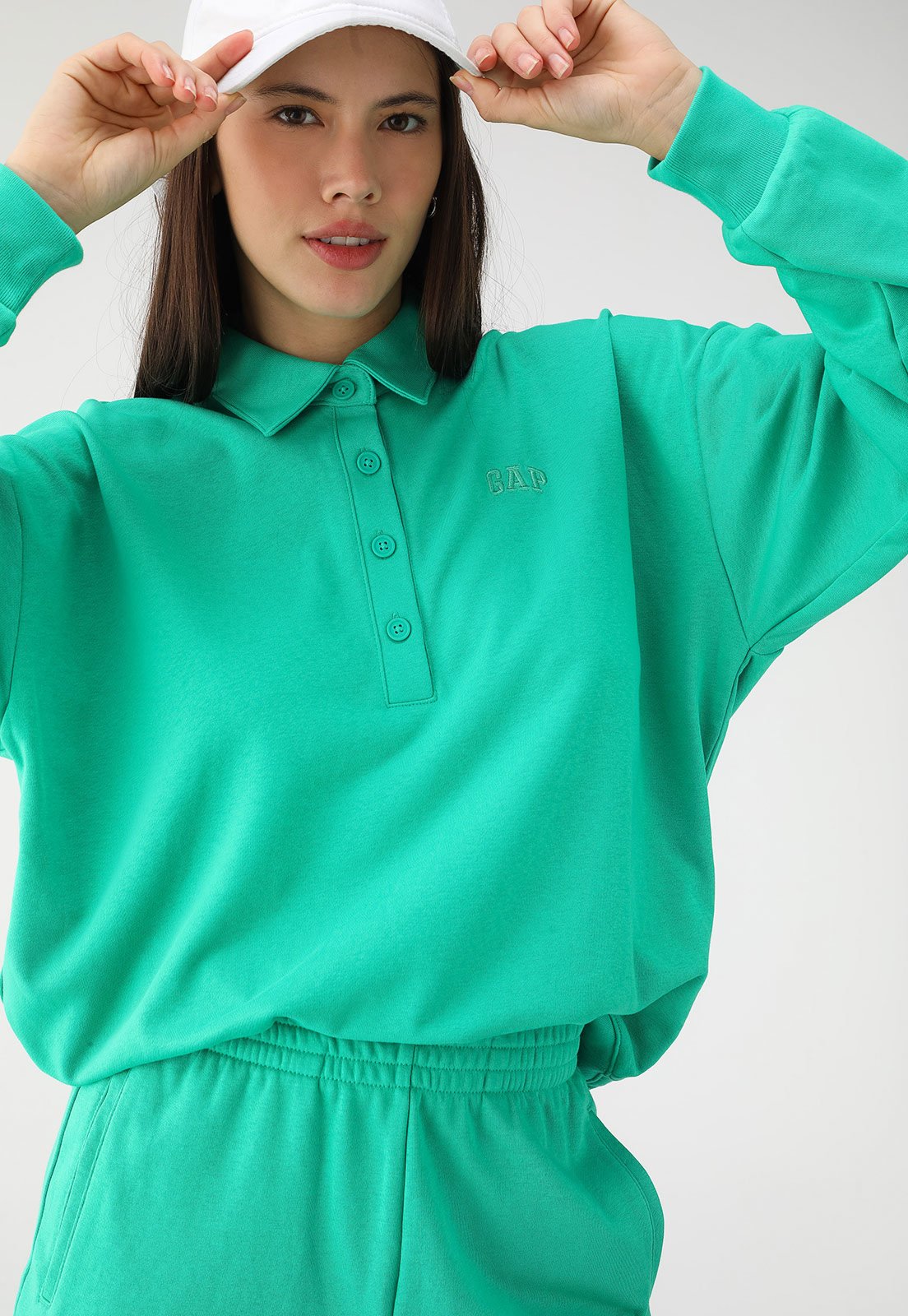 Blusa de Moletom Fechada GAP Logo Verde