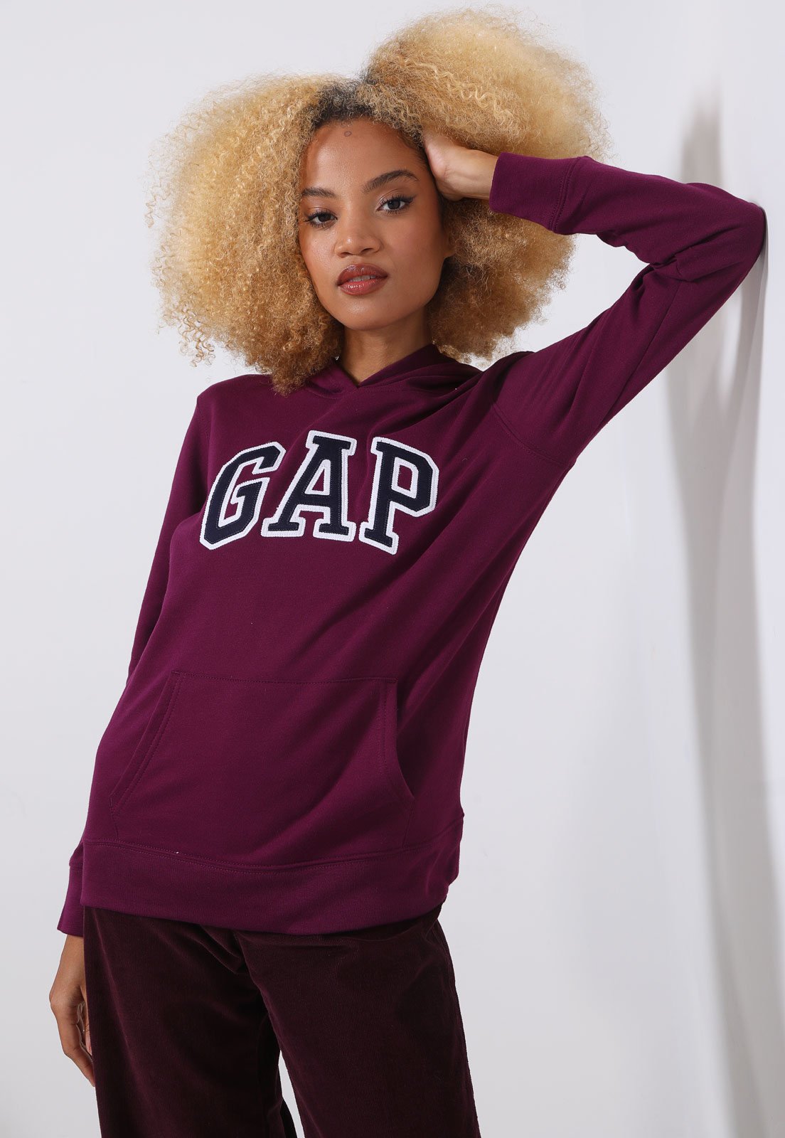 gap logo fleece moletom com capuz