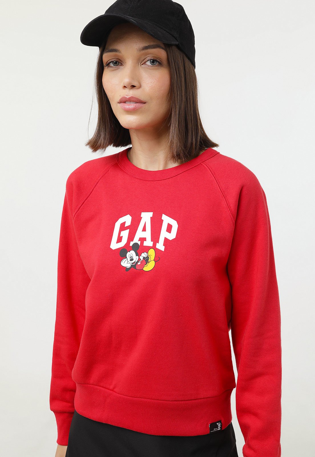 Blusa de Moletom Flanelada Fechada GAP Mickey Vermelha - Compre Agora