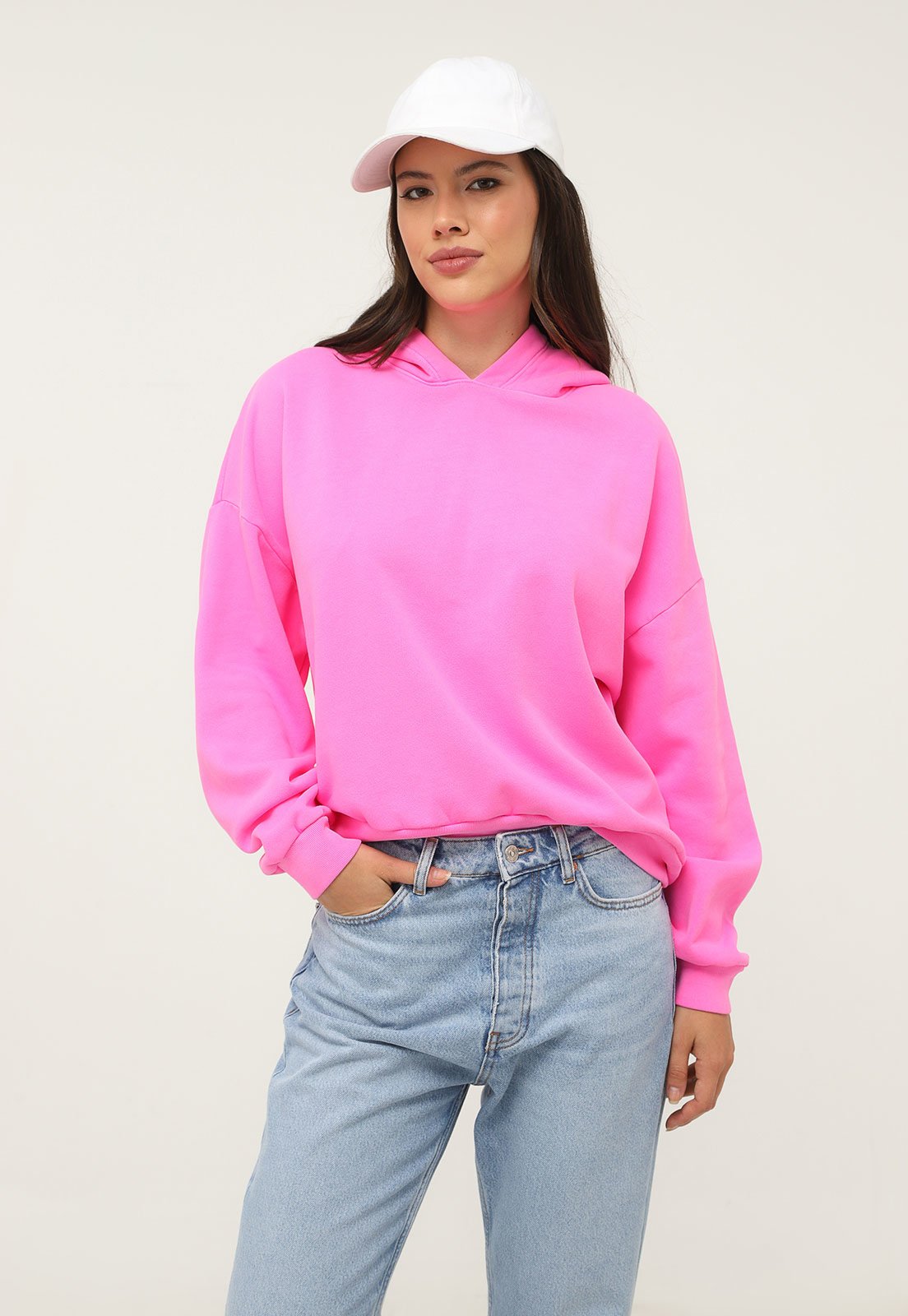 Blusa de Moletom Flanelada Fechada GAP Neon Pink - Compre Agora