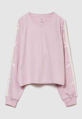 Blusa de Moletom Infantil GAP com Laços Rosa