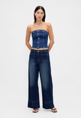 Calça Feminina GAP Modelagem Ampla Azul