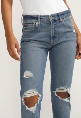 Calça Jeans GAP Reta Destroyed Azul