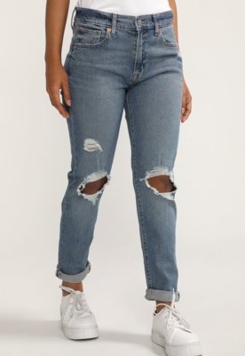 Calça Jeans GAP Reta Destroyed Azul