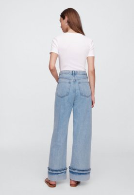 Calça Jeans GAP Wide Leg Recorte Barra Azul