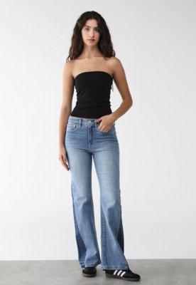Calça Jeans GAP Wide Leg Recorte Lateral Azul