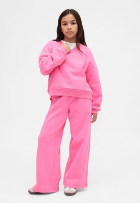 Calça de Moletom Infantil GAP Cintura Alta Perna Ampla Rosa
