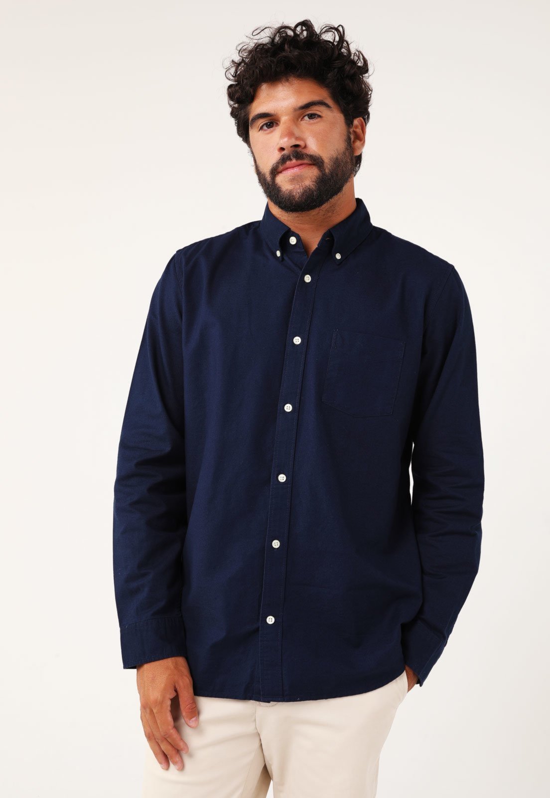 Camisa GAP Reta Bolso Azul-Marinho