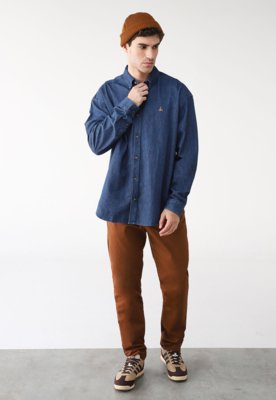 Camisa Jeans GAP Reta Lisa Azul