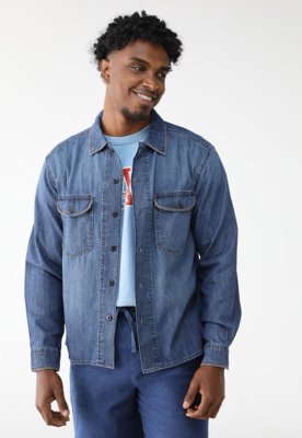 Camisa Jeans GAP Reta Pockets Azul