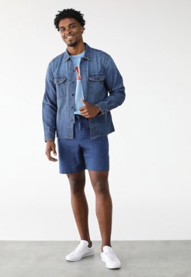 Camisa Jeans GAP Reta Pockets Azul