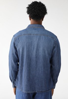 Camisa Jeans GAP Reta Pockets Azul