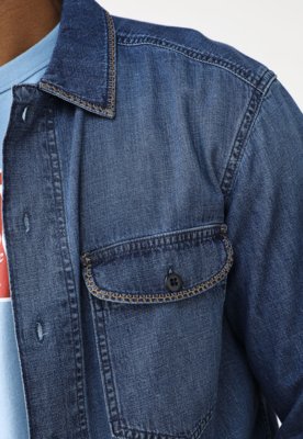 Camisa Jeans GAP Reta Pockets Azul
