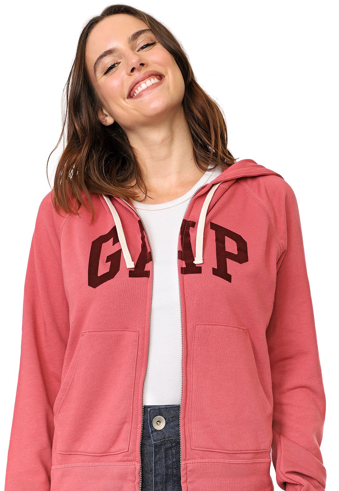 gap logo sherpa moletom com capuz