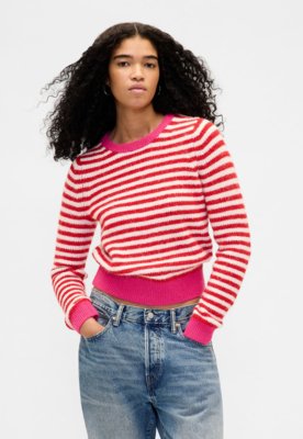 Suéter Feminino GAP Listrado Cropped Rosa