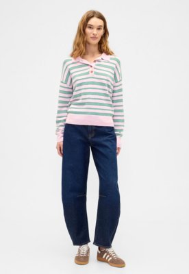 Suéter Feminino GAP Polo Listrada Rosa