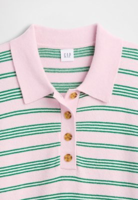Suéter Feminino GAP Polo Listrada Rosa