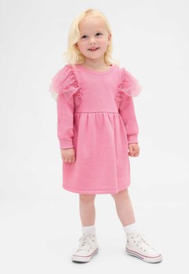 Vestido Infantil GAP Babado Tule Rosa