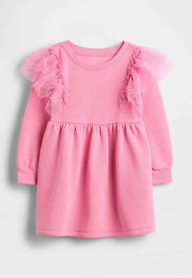 Vestido Infantil GAP Babado Tule Rosa