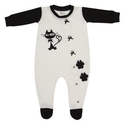 Macacão GORETTE THE CAT Com Pé Gorette Off-White e Preto Menor preço em Macacão GORETTE THE CAT Com Pé Gorette Off-White e Preto