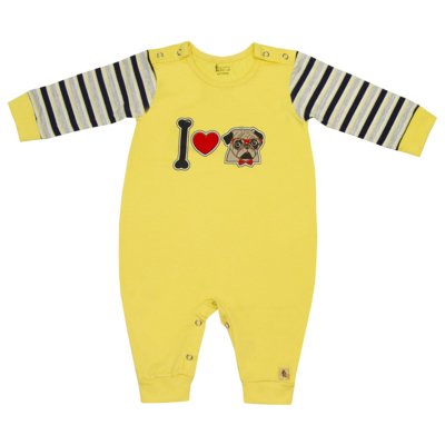 Macacão GORETTE THE CAT Sem Pé Love Pug Amarelo Menor preço em Macacão GORETTE THE CAT Sem Pé Love Pug Amarelo