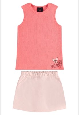 Conjunto Regata e Short-Saia Guloseima Rosa