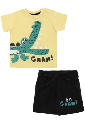 Conjunto 2pçs Gaga Baby Curto Menino Amarelo/Preto Menor preço em Conjunto 2pçs Gaga Baby Curto Menino Amarelo/Preto