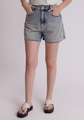 Short jeans com chaton
