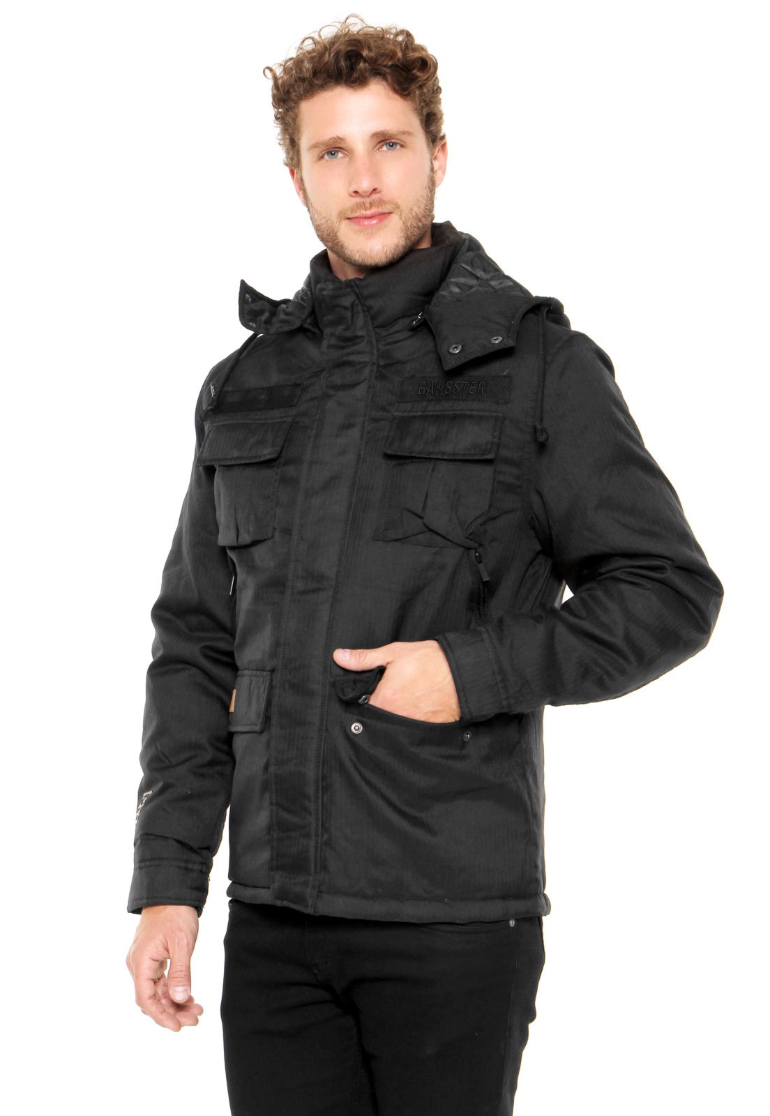 jaqueta masculina gangster preto