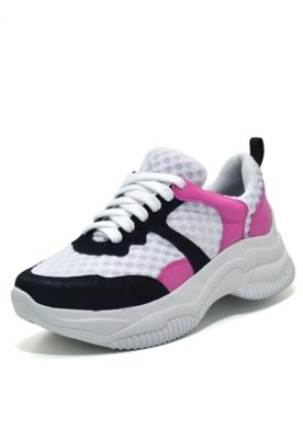 tenis branco rosa e preto