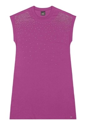 Vestido Juvenil com Strass Gloss Roxo