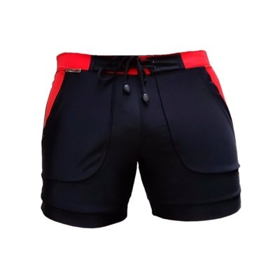 Bermuda & Sunga Boxer Grigo Collection Preta e Vermelha  Preto