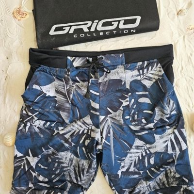 Sunga Bermuda Long  Grigo Collection  Azul