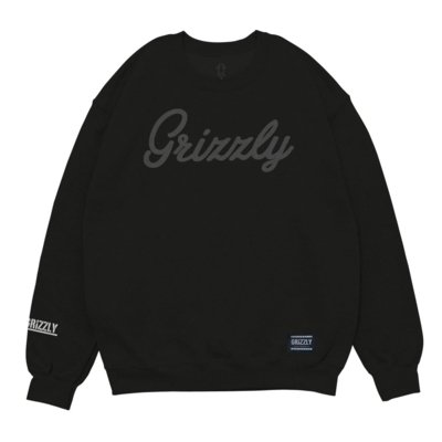 Moletom Grizzly Script Logo Crew Neck - BLACK