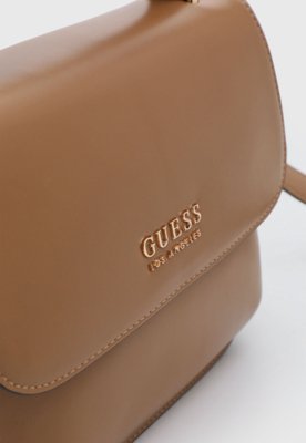 Bolsa Feminina Guess Retangular Logo Marrom