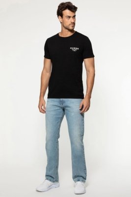 Calça Guess Jeans Regular Straight Azul Claro