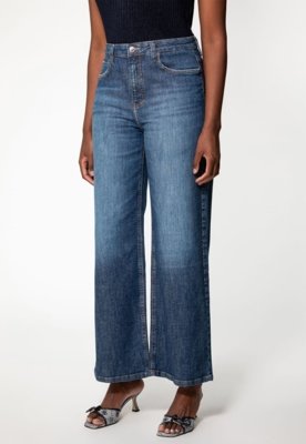 Calça Guess Jeans Wide Leg Azul