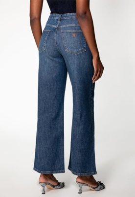 Calça Guess Jeans Wide Leg Azul