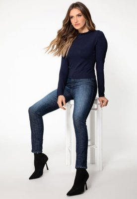 Calça Jeans Guess High Rise Skinny Azul Escuro