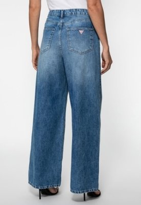 Calça Jeans Guess Wide Leg Azul Claro