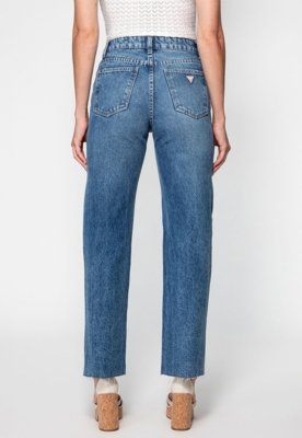 Calça Jeans Straight Rasgos 1981 Guess Azul