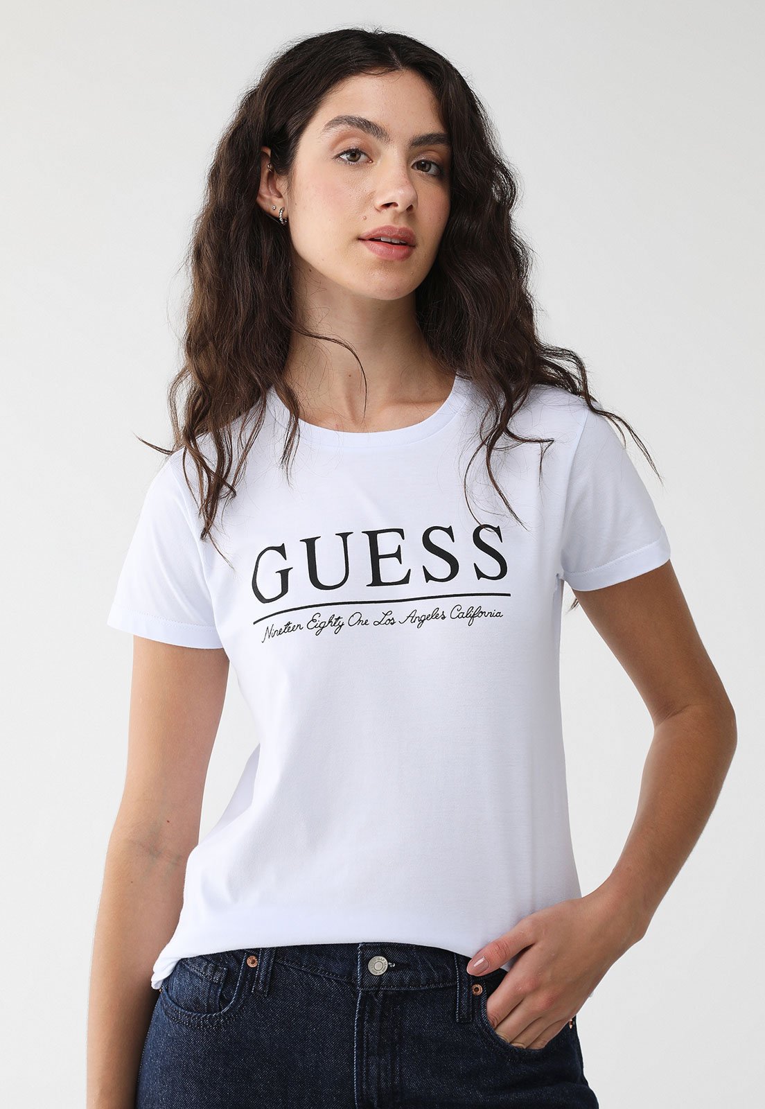 Camiseta Guess Logo Branca