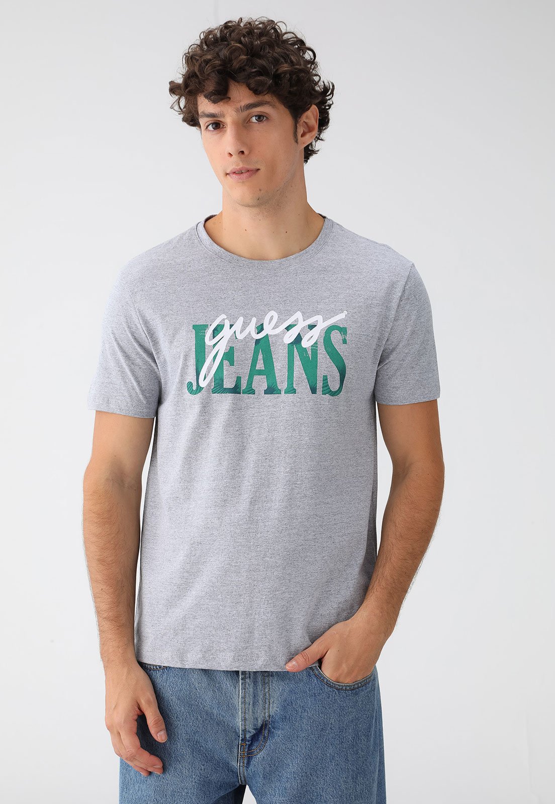 Camiseta Guess Logo Cinza